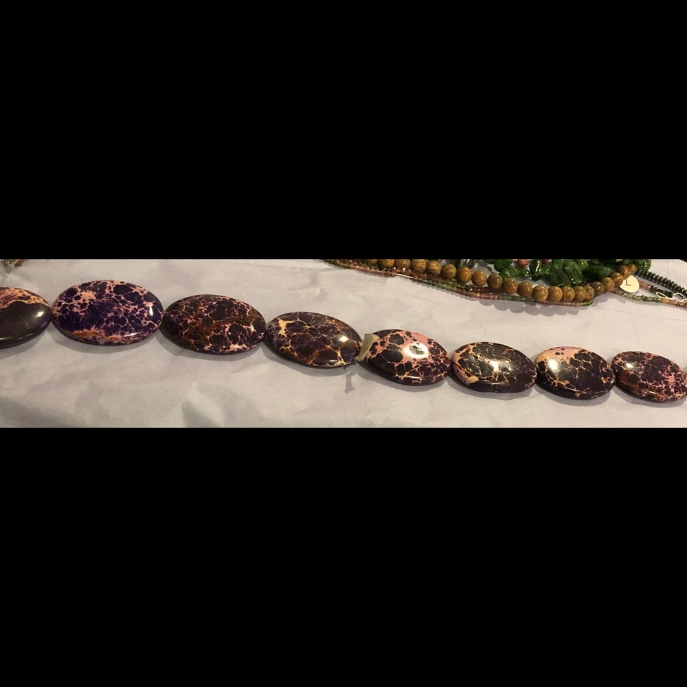 String of Large Jasper Deep Purple/Pink/